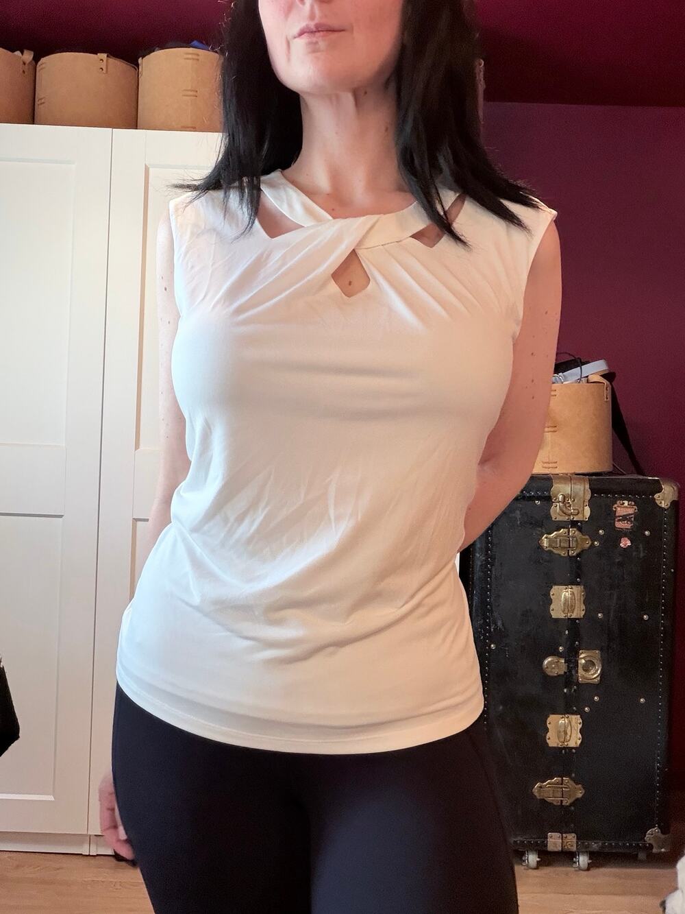 white work blouse criss cross top